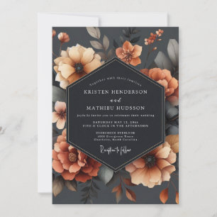 Invitation Mariage Floral Automnal Orange Brûlé