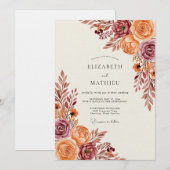 Invitation Mariage Floral Automnal Rustique (Devant / Derrière)