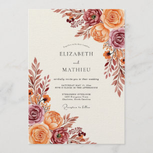 Invitation Mariage Floral Automnal Rustique