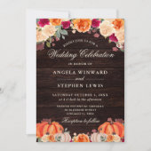 Invitation Mariage Floral Automnal Rustique à la Couleur Oran (Devant)