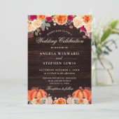 Invitation Mariage Floral Automnal Rustique à la Couleur Oran (Debout devant)