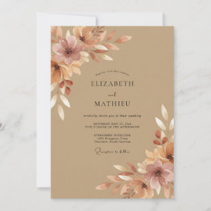 Invitation Mariage Floral Automnal Sienne