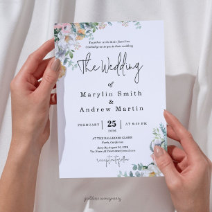Invitation Mariage floral automnal terracotta et orange rusti