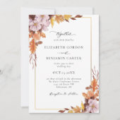 Invitation Mariage Floral Automne Élégant Feuillage Script (Devant)