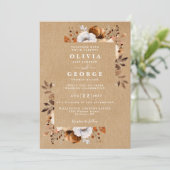 Invitation Mariage Floral Automne Rustique Kraft (Debout devant)