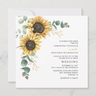 Invitation Mariage floral aux feuilles d'eucalyptus et tourne