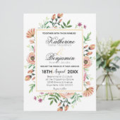 Invitation Mariage Floral aux Pêches (Debout devant)