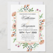 Invitation Mariage Floral aux Pêches (Devant)
