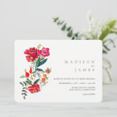 Invitation Mariage floral aux roses rouges (Debout devant)