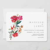 Invitation Mariage floral aux roses rouges (Devant)