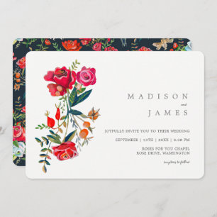 Invitation Mariage floral aux roses rouges