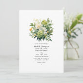 Invitation Mariage Floral aux Teintes de Vert (Debout devant)