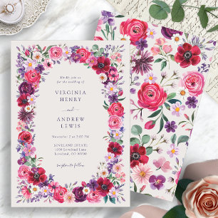 Invitation Mariage Floral aux Tons de Joaillerie