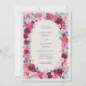 Invitation Mariage Floral aux Tons de Joaillerie (Devant)