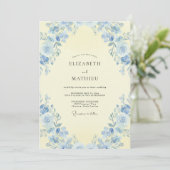 Invitation Mariage Floral Azuré Fantaisiste (Debout devant)