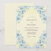 Invitation Mariage Floral Azuré Fantaisiste (Devant / Derrière)