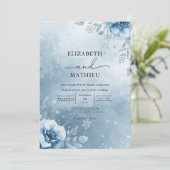 Invitation Mariage Floral Azure Frosty (Debout devant)