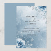 Invitation Mariage Floral Azure Frosty (Devant / Derrière)