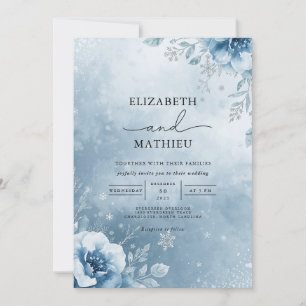 Invitation Mariage Floral Azure Frosty