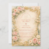 Invitation Mariage Floral Baroque Rose Gold (Devant)