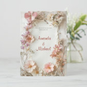 Invitation Mariage Floral beige (Debout devant)