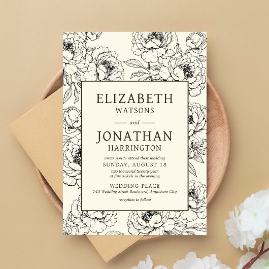 Invitation Mariage Floral beige