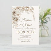 Invitation Mariage floral beige boho (Debout devant)