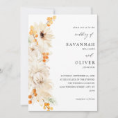 Invitation Mariage floral beige et orange (Devant)