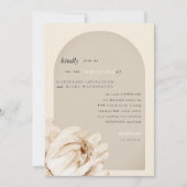 Invitation Mariage floral beige moderne (Devant)