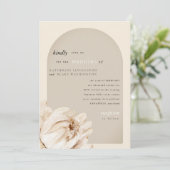 Invitation Mariage floral beige moderne (Debout devant)