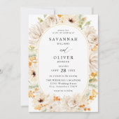 Invitation Mariage Floral Beige & Orange 2 (Devant)