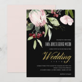 INVITATION MARIAGE FLORAL BLACK ROSE BURGUNDY (Devant / Derrière)