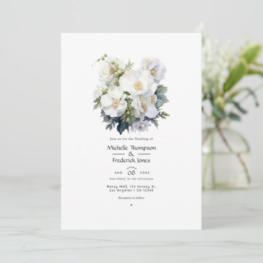 Invitation Mariage floral blanc (Debout devant)