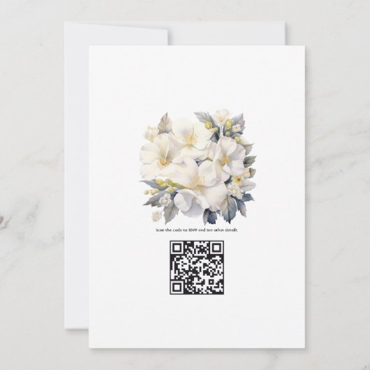 Invitation Mariage floral blanc (Dos)
