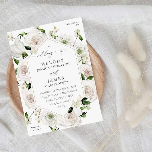 Invitation Mariage floral blanc