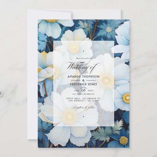 Invitation Mariage floral blanc (Devant)