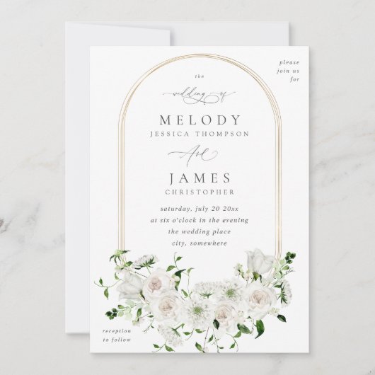 Invitation Mariage floral blanc 2 (Devant)