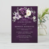 Invitation Mariage floral blanc blanc blanc blanc de prune d' (Debout devant)