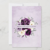 Invitation Mariage floral blanc blanc blanc blanc de prune d' (Dos)