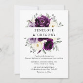 Invitation Mariage floral blanc blanc blanc blanc de prune d' (Devant)