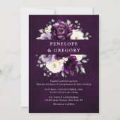 Invitation Mariage Floral blanc blanc blanc de prune d'auberg (Devant)