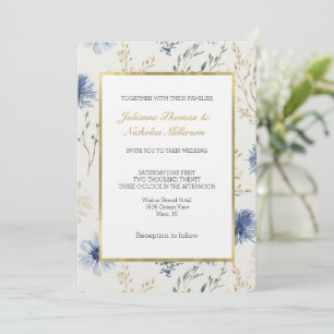 Invitation Mariage Floral Blanc Bleu