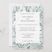 Invitation Mariage floral blanc bleu foncé (Devant)
