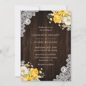 Invitation Mariage floral blanc de Pêche jaune rustique (Devant)