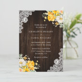 Invitation Mariage floral blanc de Pêche jaune rustique (Debout devant)