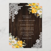 Invitation Mariage floral blanc de Pêche jaune rustique (Devant / Derrière)