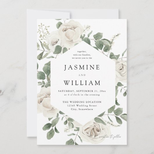 Invitation Mariage Floral Blanc Douillet 2 (Devant)