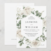 Invitation Mariage Floral Blanc Douillet 2 (Devant / Derrière)