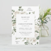 Invitation Mariage floral blanc doux 4 (Debout devant)