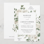 Invitation Mariage floral blanc doux 4 (Devant / Derrière)
